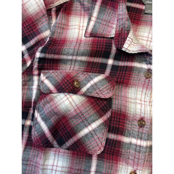 Eddie Bauer Mauve & Black Flannel Shirt Women’s Size Large - Picture 5 of 9